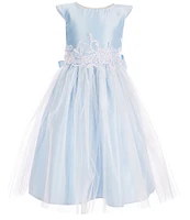 Sweet Kids Big Girls 7-16 Faux-Pearl Satin/Tulle Fit-And-Flare Dress