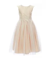 Sweet Kids Little Girls 2-6 Faux-Pearl Satin/Tulle Fit-And-Flare Dress