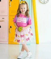 Sweet Wink Little Girls Short Sleeve Kindergarten Sequin Patch T-Shirt