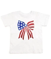 Sweet Wink Little/Big Girls 2-10 Patriotic Sequin Bow Short Sleeve T-Shirt
