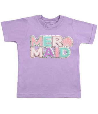 Sweet Wink Little/Big Girls 2T-10 Short-Sleeve Mermaid Patch T-Shirt