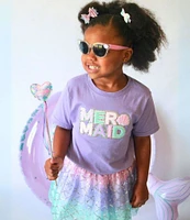 Sweet Wink Little/Big Girls 2T-10 Short-Sleeve Mermaid Patch T-Shirt