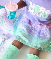 Sweet Wink Little/Big Girls 2T-10 Short-Sleeve Mermaid Patch T-Shirt