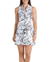 SwingDish Marble Collection Jalen Print Sleeveless Ruffle V-Neck Dress