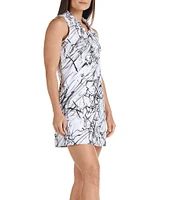 SwingDish Marble Collection Jalen Print Sleeveless Ruffle V-Neck Dress