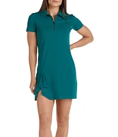 SwingDish Marble Collection Nyla Short Sleeve Quarter Zip Dress