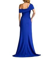 Tadashi Shoji Off the Shoulder Draped Bodice Ruffle Front Gown