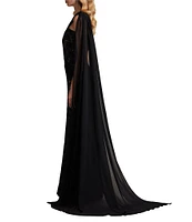 Tadashi Shoji Pleated Draped One Shoulder Lace Sheath Gown