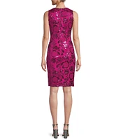 Tadashi Shoji Sleeveless Sequin Lace Sheath Dress