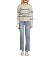 Takara Stripe Boat Neck Eyelash Sweater