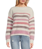 Takara Stripe Boat Neck Eyelash Sweater