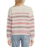 Takara Stripe Boat Neck Eyelash Sweater