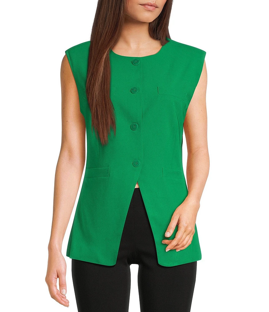 Takara Button Front Split Hem Vest