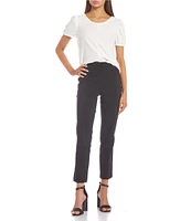 High-Rise Straight-Fit Pull-On Stretch Dress Pants