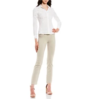 High-Rise Straight-Fit Pull-On Stretch Dress Pants