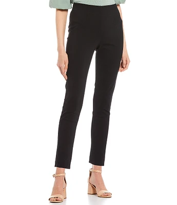 Takara High-Waisted Flat-Front Pull-On Suiting Skinny Pants