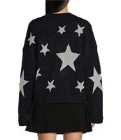 Takara Long Sleeve Crewneck Allover Printed Star Sweater