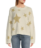 Takara Long Sleeve Crewneck Allover Printed Star Sweater