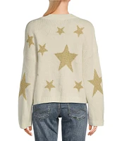 Takara Long Sleeve Crewneck Allover Printed Star Sweater