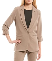 Takara Coordinating Notch Collar Roll Tab Suiting Blazer