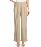 Takara Pleat-Front Wide-Leg Linen-Blend Coordinating Pants