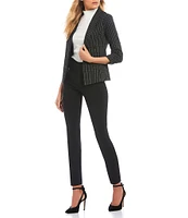 Takara Ruched-Sleeve Checkered Print Suit Blazer