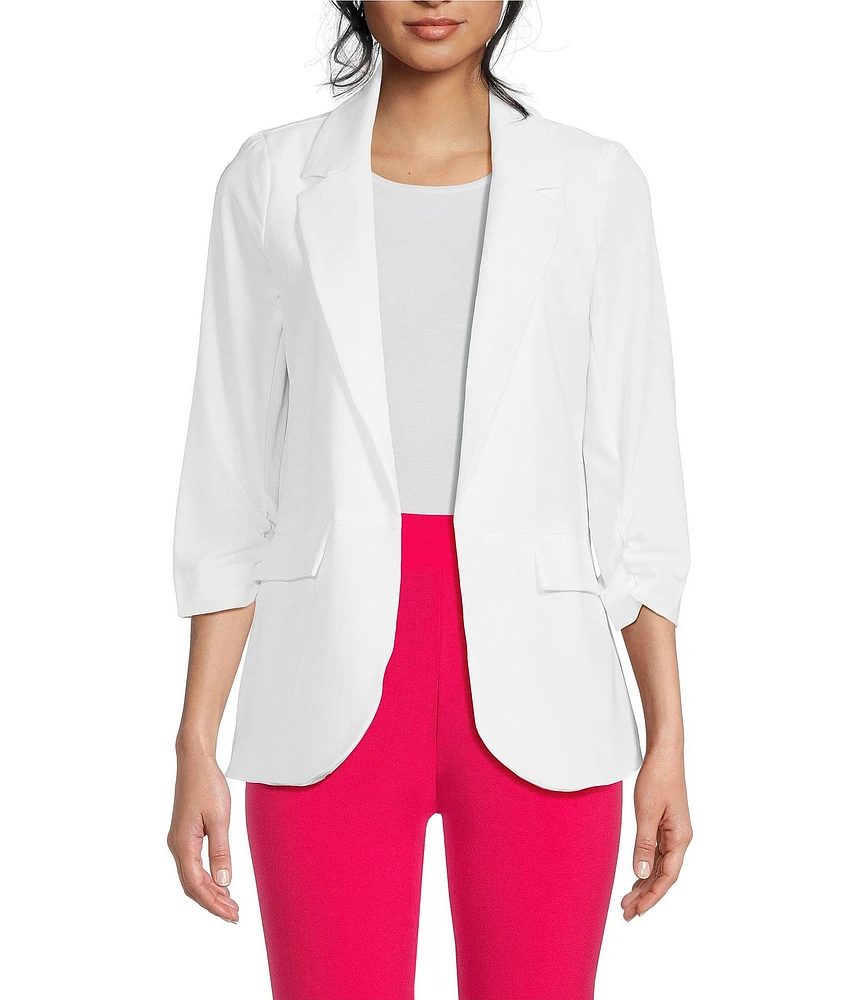 Takara Coordinating Ruched Sleeve Notched Collar Blazer