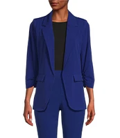 Takara Coordinating Ruched Sleeve Notched Collar Blazer