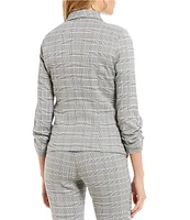 Takara Ruched-Sleeve Coordinating Menswear Suit Separates Plaid Blazer