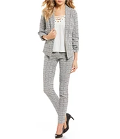 Takara Ruched-Sleeve Coordinating Menswear Suit Separates Plaid Blazer