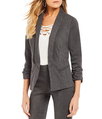 Takara Ruched-Sleeve Coordinating Suiting Blazer Jacket