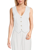 Takara Sleeveless Linen-Blend Coordinating Vest
