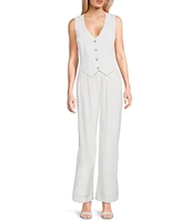 Takara Sleeveless Linen-Blend Coordinating Vest