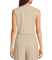 Takara Sleeveless Linen-Blend Coordinating Vest