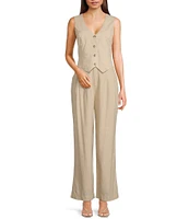 Takara Sleeveless Linen-Blend Coordinating Vest