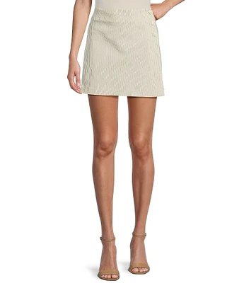 Takara Stripe Mid Rise Side Buttoned Skort