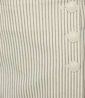 Takara Stripe Mid Rise Side Buttoned Skort