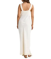 Talisman Luca Silk Jacquard V-Neck Sleeveless Lace Slip Dress