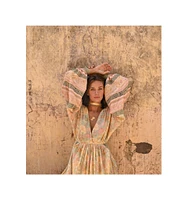 Talisman Pharoah Woven V-Neck Long Sleeve Floral Lace Insert Maxi Dress