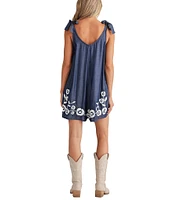 Talisman Temple V-Neck Sleeveless Floral Embroidered Mini Romper