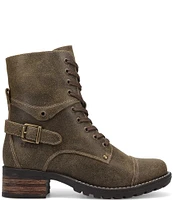 Taos Footwear Crave Roughed Out Leather Lug Sole Combat Booties