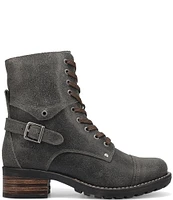 Taos Footwear Crave Roughed Out Leather Lug Sole Combat Booties