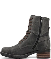 Taos Footwear Crave Roughed Out Leather Lug Sole Combat Booties