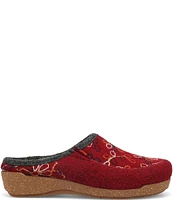 Taos Footwear Woolflower Floral Embroidered Wool Clogs