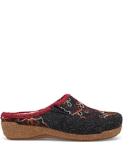 Taos Footwear Woolflower Floral Embroidered Wool Clogs