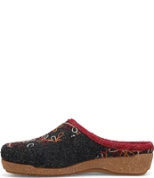 Taos Footwear Woolflower Floral Embroidered Wool Clogs