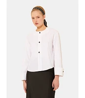 Tara Jarmon Carillon Cotton Poplin Crew Neck Long Sleeve Shirt