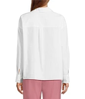 Tara Jarmon Carola Woven Point Collar Long Sleeve Heart Button Front Shirt