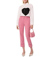 Tara Jarmon Carola Woven Point Collar Long Sleeve Heart Button Front Shirt