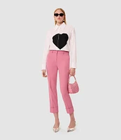 Tara Jarmon Carola Woven Point Collar Long Sleeve Heart Button Front Shirt